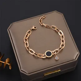 Roman numeral Charm bracelet zircon plated 18 karat rose gold jewelry Designer Ladies Gift