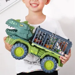 Diecast Model Car Dinosaur Toy Toy S Transport Rier Truck Инерция с рождественским подарком для детей 220930