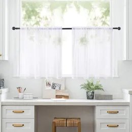 Cortina de cortina tule sólida cortinas curtas para estante de cozinha Partição à prova de poeira Half Wine Voile Organza Janela