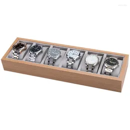 Uhrenboxen, 6 Gürtel, Holzhalter ohne Abdeckung, Ausstellungsbox für Geschäfte und persönliche Aufbewahrung, 33 11 4,5 cm