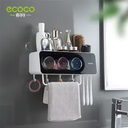 Portaspazzolini ECOCO Montaggio a parete Dispenser automatico di dentifricio Set di accessori per il bagno Strumento porta spremiagrumi 220929