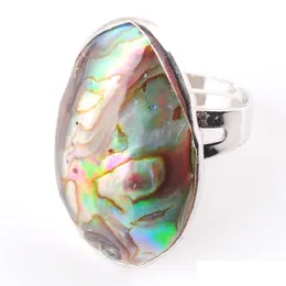 Solitaire Ring Natural Abalone Shell Mercadas dedo Anéis abertos ajustáveis ​​para homens Mulheres Reiki Sea Pearl noivado de casamento x3048 Drop d dhpku