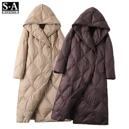 여자 다운 파카 다운 재킷 여자 긴 후드가있는 겨울 느슨한 따뜻한 두꺼운 복어 재킷 대형 코트 여성 오버 코트 휴대용 아웃복 220929