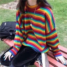 Frauen Pullover Weiblichen Koreanischen Harajuku Hong Kong-aromatisierte Lose Gestreiften Pullover Japanischen Kawaii Ulzzang Kleidung Für Frauen 220929