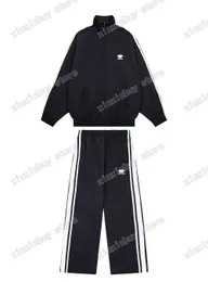Xinxinbuy homens designers de casacos conjuntos de listras esportivas letra de streetwear casacos de roupas externas de manga longa azul s-xl