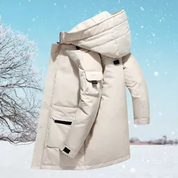 Winter Warme Männer Parkas Jacken Verdicken Herren Lange Weiße Ente Daunenjacke Feste Kapuze Outwear Outfits Winddicht Puffer Mantel