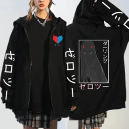 Herrtröjor herrtröjor anime älskling i franxx noll två hip hop manga zip up hoodie streetwear kvinnor män våren höst