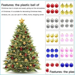 Parti Dekorasyonu 6pcs 6cm Noel Ağacı Dekor Topları Pırıltılı Kaplama Asılı kolye top 2022 Yıllık Süs Navidad Dam Damn