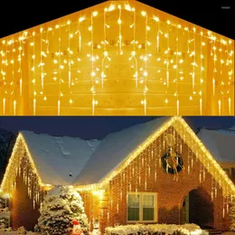 Strings Christmas Decoration Festoon LED ICICLE Curtain Light Street Garland År 2023 Droop 0,6/0,7/0,8 m för Xmas Eaves Decor