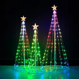 Luz de cordas de Natal Full Color 1,2m 1,5m 1,8m Lâmpada de árvore DIY Dream Color Coroa Impermeável Luzes de cordas de estrela colorida Remote/App Control