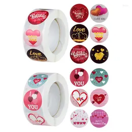 Present wrap 500 st/roll Happy Valentine's Day Sticker I Love You Heart Shape Party Etikett Söta klistermärken Box Tag Self-Hehesive Label