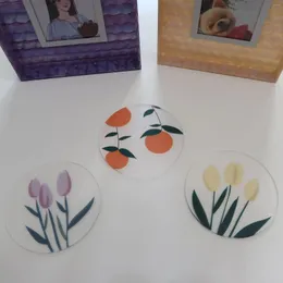 Столовые коврики Акриловая чашка для цветочной иллюстрации иллюстрации чайная церемония
