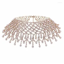Jóias de colar de cristal de cristal em camadas de gargantilha jóias de colar de casamento largo