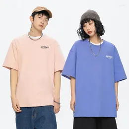 M￤ns T-skjortor Han LU: s huvudserie 2022 Summer Spray Dyed Rainbow Printed Short Sleeved T-shirt Men's Ins Fashion