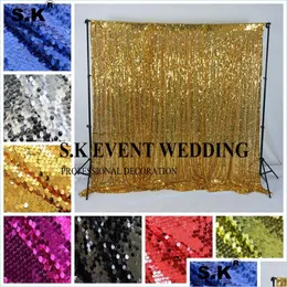 Decoração de festa 9 cores dourado lantejoulas de cortina de cortina de fundo de fundo de parede para banquete de casamento entrega 2021 dhlgc