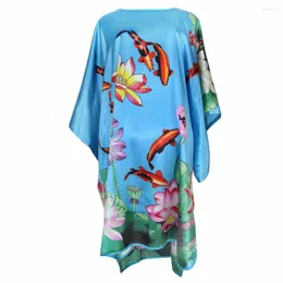 Ropa de dormir para mujer, vestido de dormir con estampado de flores, albornoz para mujer, camisón de talla grande 6XL, vestido de noche de rayón, bata Sexy, vestido de caftán, negligé