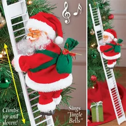 Christmas Electric Santa Claus Climbing Ladder Plush Doll Creative Music Xmas Decor Kid Toys Gifts for Family