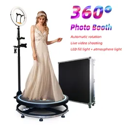 Cabina fotografica 360 per feste Macchina a noleggio Piattaforma selfie portatile rotante a rallentatore a 360 gradi con luce ad anello in vendita