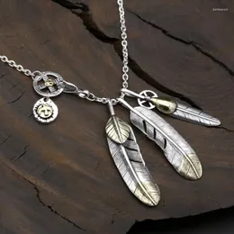 Pendants S925 Silver Vintage Taijiao Chain Eagle Claw Takahashi Goro Set Feather Necklace Women Men Sweater