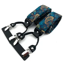 Exsafa mens y forma de gravata 6 clipes jacquard Fabric tira ajustável