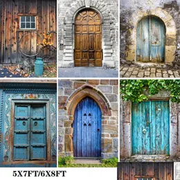 Party Decoration 8X6Ft/5X7Ft Retro Wooden Door Theme Background Cloth Material Durable Studio Pography Props Drop Delivery 2021 Home Dhcmn