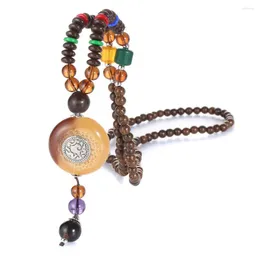 Choker NS0219 Cotton And Linen Clothes Decoration Accessories Wooden Bead Buddha Necklace Bodhi Pendant Chain