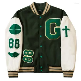 Men's Jackets Hip Hop EmbroideryJacket College Harajuku Fashion Baseball Coats UnisexVintage Letterman Varsity Jacket For Men