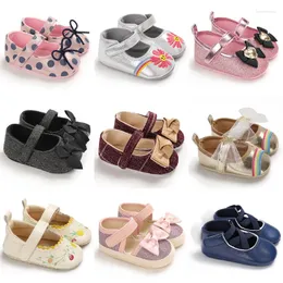 First Walkers Baby Shoes Born Girls Girl-Knot Knot Cute Anti-slip infant Toddler Soft Sole Princess per il battesimo