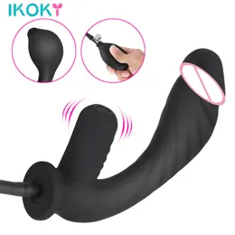 Skönhetsartiklar med vibrator Uppblåsbara dildos anal leksaker för kvinnor vaginal dilator klitstimulator män anus rumpa plug sexig spel par vuxen 18