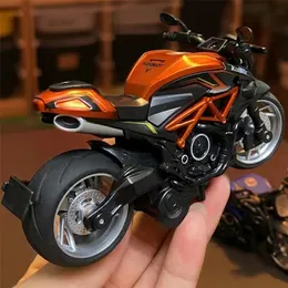 Diecast Model car 1 14 Simulation Motorcycle Pull Back Alloy Car Light Sound Effects Racing Collection Miniature Ornaments 220930