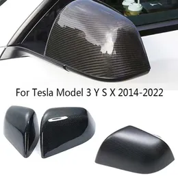 Auto Parts Rearview Mirror Cover Real Dry Carbon Fiber Car Exterior Rear View Mirrors Cover Side Caps For Tesla Model 3 Y S X