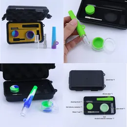 10mm mini silikon nektör koleksiyoncuları nargile kiti yağı dab teçhizatları sigara boru titanyum tırnak dab fırça cam kase ile küçük nc kitler