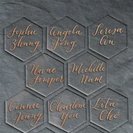 Greeting Cards 20pcs Clear Acrylic Hexagon Blank Place Laser Cut Sheet Plain Tiles Wedding Decoration For Table Numbers Guest Name 220930