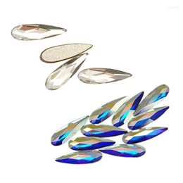Nail Art Decorations YANRUO 3 10mm 20pcs Clear And AB Crystal Flat Back Glitter Rhinestone Glass Manicure Tips Charms 3D Decoration