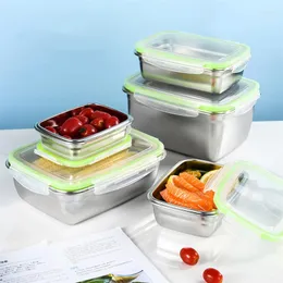 Dinnerware Sets Portable 304 Stainless Steel Sealed Lunch Box For Kids Refrigerator Leak Proof Storage Container Office Worker Bento