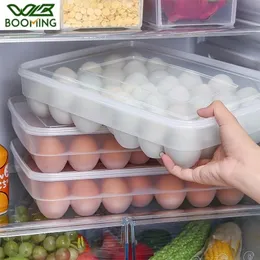 Garrafas de armazenamento Jarros wbbooming cozinha grande capacidade de caixa de ovo refrigerador de plástico preservação doméstica Anti-grop bandeja 220930