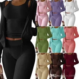 2022 Autumn Winter Women Active Tracksuits 3 Piece Set Ny dubbelsidig kashmirväst Hoodie Yoga Pants Outfits Sweatsuits