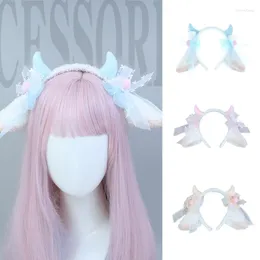 Party Supplies Lovely Lolita Sheep Ear Headband Cute Adult Plush Horn Bowknot Hair Hoop Women Girl Halloween Carnival Cosplay Props