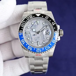 럭셔리 남성용 시계 40mm 반사 방지 볼록 확대 된 달력 창 블루 크리스탈 유리 유리 느림 포인터 방수 완전 자동 기계적 시계