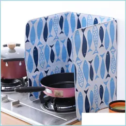 Mats Pads Alluminio Pieghevole Cucina Fornello a gas Foil Oil Deflettore Calore Insation Protezione antispruzzo Guardie Utensili da cucina per la casa Drop De Dh49Z