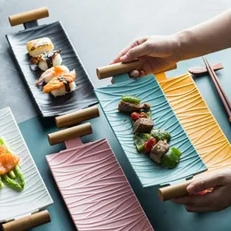 Plattor ben porslin nordisk platta rektangulär strip keramisk dim sum västra japanska sushi