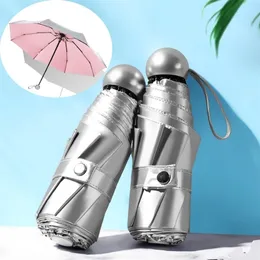 Paraplyer 8 revben fick mini anti UV Paraguas Sun Rain Windproof Light Folding Portable For Women Män Barn 220929