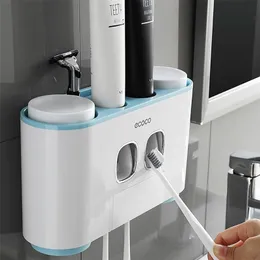 Tandborstehållare ECOCO Holder Auto Squeezing Tandkräm Dispenser Wall-Mount Cup Storage Badrum Tillbehör 220929