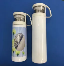 Süblimasyon Tumblers 12oz 17 oz düz bardak şeffaf tutamaklı kapak paslanmaz çelik çift duvarlı yalıtılmış vakum diy fotoğrafı fincan flip üst su şişesi