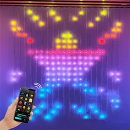 Strings Smart App Control Curtain Light Dream Color Rainbow Backdrop Window Fairy Garland Diy RGB Christmas Party Issicle