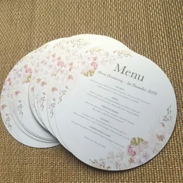 Greeting Cards 50pcs beautiful paper menu card round shape invitation cards with custom printing 220930
