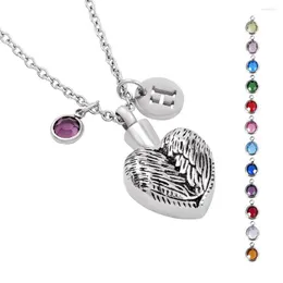 Pendant Necklaces Feather Heart Cremation Urn Necklace For Ashes With Free 20"chain Crystal Letter Filling Kit