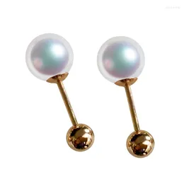 Stud Earrings Sinya Natural Round Pearls 18k Gold Beads Earring Screw Ball Tight Design DIY Wear Fine Jewelry &