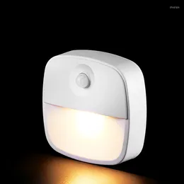 Nattlampor LED -lampan med rörelsesensor väggplugg i lamp sovrum dekor uttag lampor för garderob gång i hallvägen