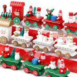 Decorações de Natal Trem de madeira Decoração alegre para a mesa 2022 Ornamentos Cristmas Noel feliz ano